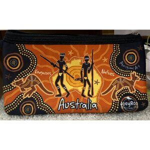 Australian Aboriginal Art Zip Pouch  or Cosmetic Case By Joey Roo